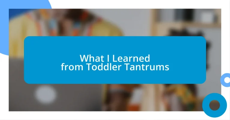 What I Learned from Toddler Tantrums